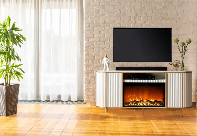 Fluted Fireplace TV Stand 12 1 | Eluminar
